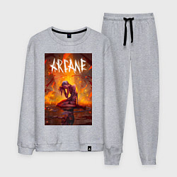 Костюм хлопковый мужской Джинкс объятая пламенем Аркейн Лига легенд, цвет: меланж