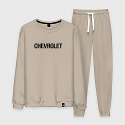 Костюм хлопковый мужской Chevrolet Лого Эмблема спина, цвет: миндальный