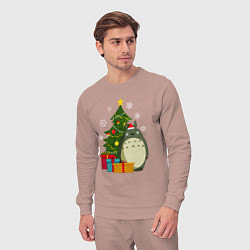 Костюм хлопковый мужской Тоторо новогодний, цвет: пыльно-розовый — фото 2