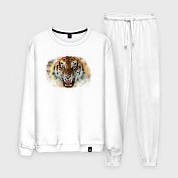 Костюм хлопковый мужской Пламенный тигр, цвет: белый