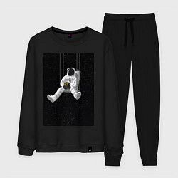 Костюм хлопковый мужской Chill astronaut, цвет: черный