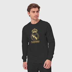 Костюм хлопковый мужской Real Madrid gold logo, цвет: черный — фото 2