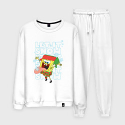 Костюм хлопковый мужской LET IT SNOW ГУБКА БОБ, цвет: белый