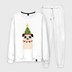 Костюм хлопковый мужской Пёса-ёлка, цвет: белый