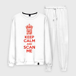 Костюм хлопковый мужской Keep calm and scan me - fuck off, цвет: белый