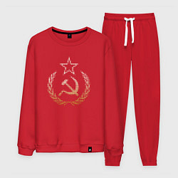 Костюм хлопковый мужской Символы СССР стиль полутон, цвет: красный
