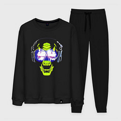 Костюм хлопковый мужской Neon skull - music lover, цвет: черный