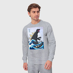 Костюм хлопковый мужской Godzilla in The Waves Eastern, цвет: меланж — фото 2