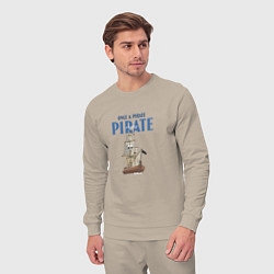 Костюм хлопковый мужской Once a pirate always a pirate, цвет: миндальный — фото 2