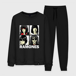 Костюм хлопковый мужской Ramones, Рамонес Портреты, цвет: черный