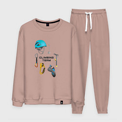 Костюм хлопковый мужской Снаряжение для альпинизма, цвет: пыльно-розовый