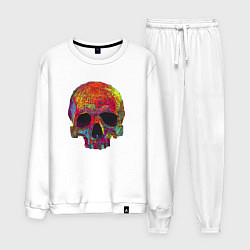 Костюм хлопковый мужской Cool color skull, цвет: белый