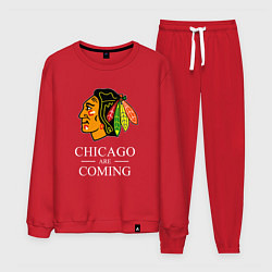Костюм хлопковый мужской Chicago are coming, Чикаго Блэкхокс, Chicago Black, цвет: красный