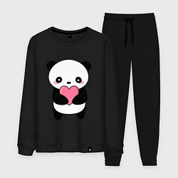 Костюм хлопковый мужской КАВАЙНЫЙ ПАНДА KAWAII PANDA, цвет: черный