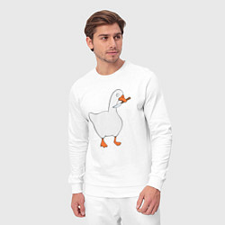 Костюм хлопковый мужской ГУСЬ С НОЖОМ МЕМ, цвет: белый — фото 2