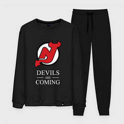 Костюм хлопковый мужской New Jersey Devils are coming Нью Джерси Девилз, цвет: черный