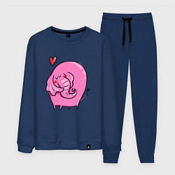 Костюм хлопковый мужской Влюбленный розовый слон, цвет: тёмно-синий