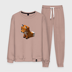 Костюм хлопковый мужской Милая лиса из Майнкрафта, цвет: пыльно-розовый