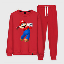 Костюм хлопковый мужской Марио - крутейший гольфист Super Mario, цвет: красный