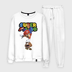 Костюм хлопковый мужской Mario and Goomba Super Mario, цвет: белый