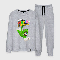Костюм хлопковый мужской Luigi cat Super Mario 3D World Nintendo, цвет: меланж