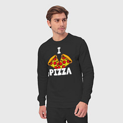 Костюм хлопковый мужской Я люблю пиццу 2 слайса, цвет: черный — фото 2