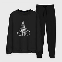 Костюм хлопковый мужской Байк Панк и Велосипед, цвет: черный