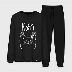 Костюм хлопковый мужской KORN РОК КОТ, цвет: черный