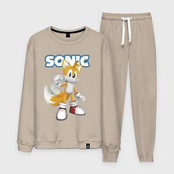 Костюм хлопковый мужской Майлз Тейлз Прауэр Sonic Видеоигра, цвет: миндальный