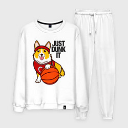 Костюм хлопковый мужской JUST DUNK IT корги, цвет: белый