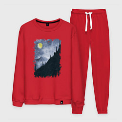 Костюм хлопковый мужской Медведи на склоне, цвет: красный