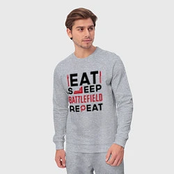 Костюм хлопковый мужской Надпись: Eat Sleep Battlefield Repeat, цвет: меланж — фото 2