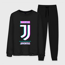 Костюм хлопковый мужской Juventus FC в стиле Glitch, цвет: черный