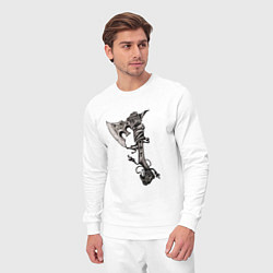 Костюм хлопковый мужской Крутой боевой тату-топор, цвет: белый — фото 2