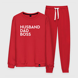Костюм хлопковый мужской Husband, dad, boss, цвет: красный