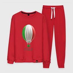 Костюм хлопковый мужской 3d aerostat Italy flag, цвет: красный