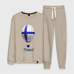 Костюм хлопковый мужской 3d aerostat Finland flag, цвет: миндальный