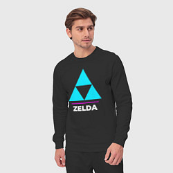 Костюм хлопковый мужской Символ Zelda в неоновых цветах, цвет: черный — фото 2