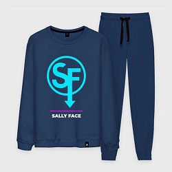 Костюм хлопковый мужской Символ Sally Face в неоновых цветах, цвет: тёмно-синий