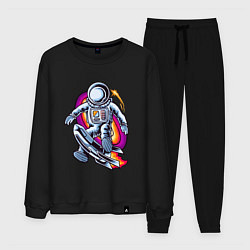 Костюм хлопковый мужской Космонавт с ракетой, цвет: черный