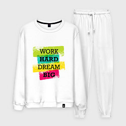 Костюм хлопковый мужской Work hard and dream big, цвет: белый