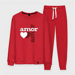 Костюм хлопковый мужской Amor, Amor - два сердца, цвет: красный