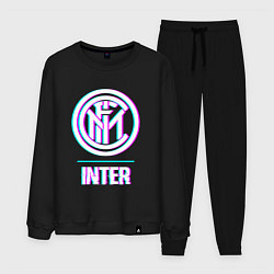 Костюм хлопковый мужской Inter FC в стиле glitch, цвет: черный