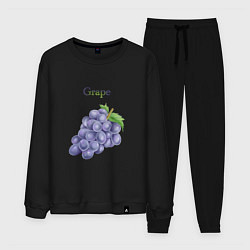 Костюм хлопковый мужской Grape виноград, цвет: черный
