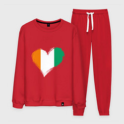 Костюм хлопковый мужской Сердце - Ирландия, цвет: красный