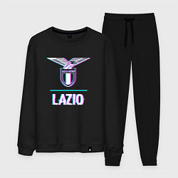 Костюм хлопковый мужской Lazio FC в стиле glitch, цвет: черный