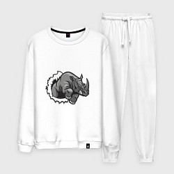 Костюм хлопковый мужской Внутренний зверь-носорог, цвет: белый
