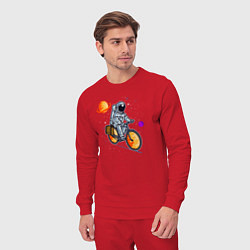 Костюм хлопковый мужской Космонавт едет на велосипеде, цвет: красный — фото 2