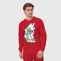 Костюм хлопковый мужской Мультяшный биатлонист, цвет: красный — фото 2