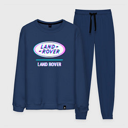 Костюм хлопковый мужской Значок Land Rover в стиле glitch, цвет: тёмно-синий